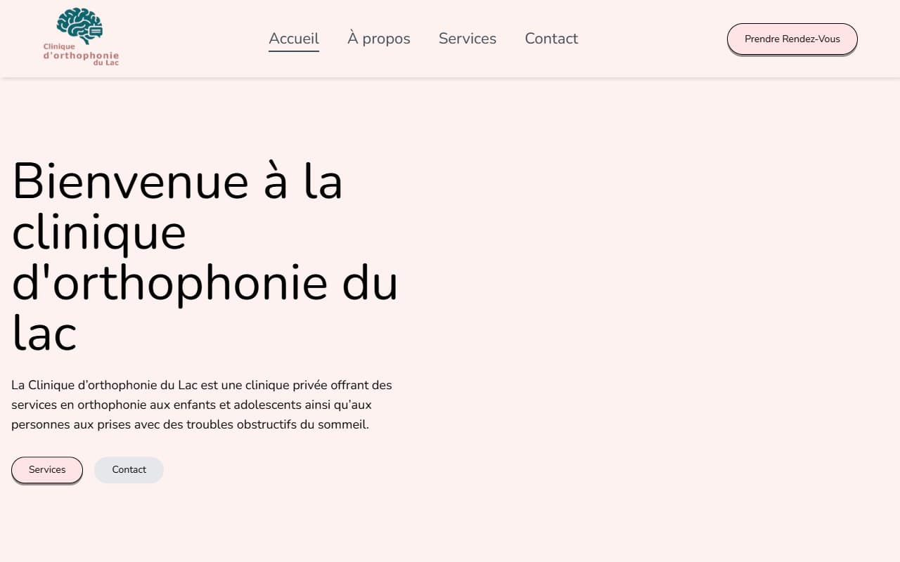 Clinique d'orthophonie du Lac, Site vitrine · Clinique